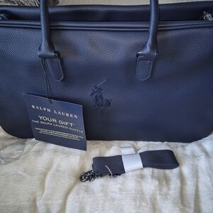Ralph Lauren Navy Pebbled Leather Satchel